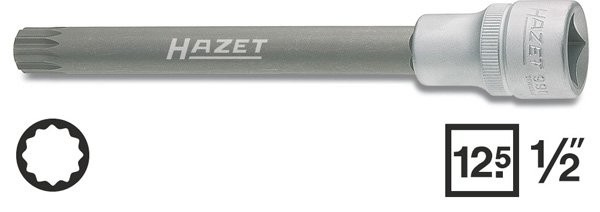 Zástrčná hlavica pre montáž skrutiek hláv valcov motorov HAZET 990 S Lg-12